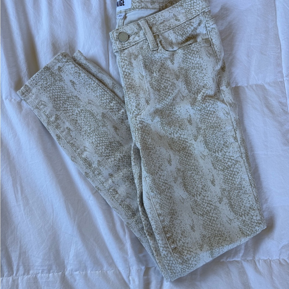PAIGE Hoxton Ankle Snake Skin Design High-Rise Jeans